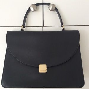 CUYANA Black Leather Kelly Bag Or Crossbody Bag.